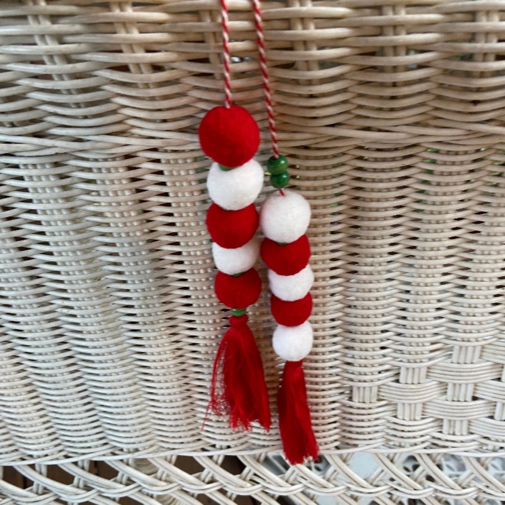 Mark and Graham Pom Pom and tassel Christmas ornaments